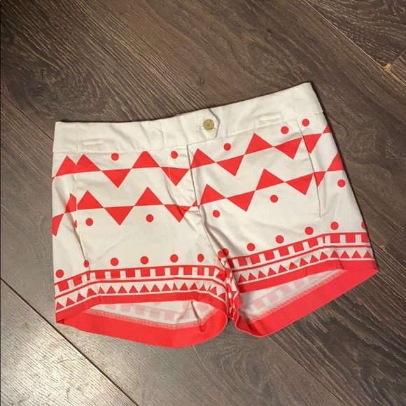 J. Crew Pants - J. Crew Neon Pink & White Geo Print Shorts
